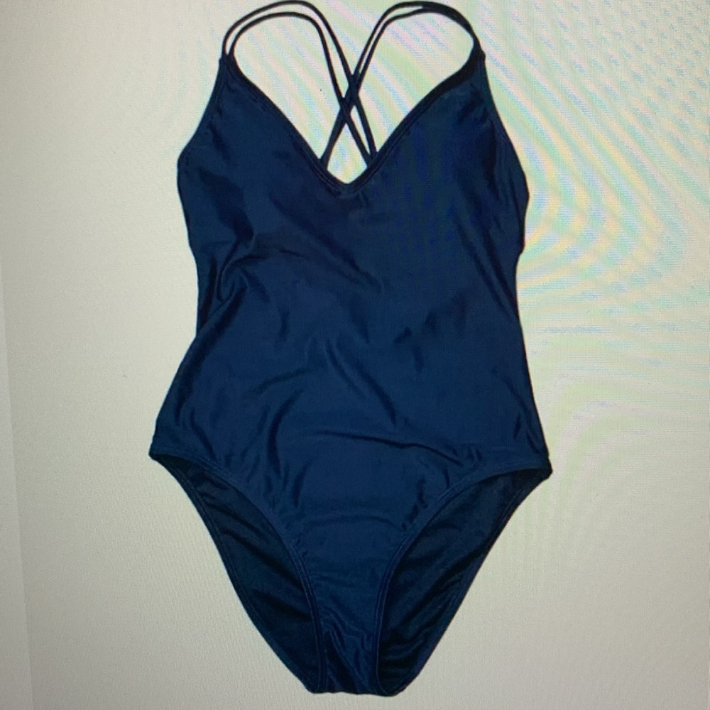 HURLEY Navy V-Neck One-piece Swimsuit / Women’s Large